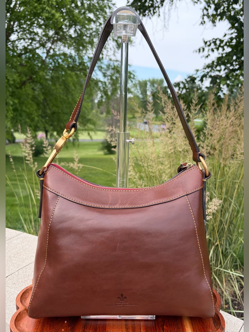 Dooney & Bourke Cassidy Hobo Large Chestnut Brown Florentine Leather NWT - Picture 9 of 17